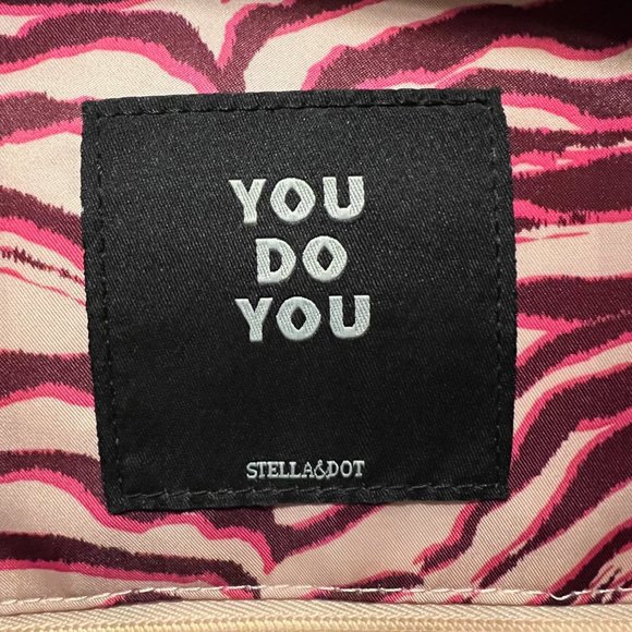 Stella & Dot You Do You- back pack, animal print, black & Tan, Pink  inside main image 9